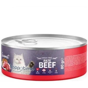 کنسرو گربه هپی تایم پته Beef وزن 80 گرم